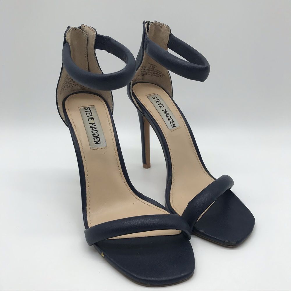 Steve Madden Navy Blue Strappy Open Toe Pumps High Heel Womens Shoes Sz 5.5